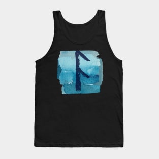 Rune Uruz On Cyan Blue Watercolor (Runes and Watercolors) Tank Top